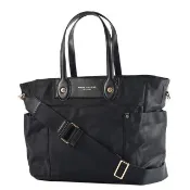 【MARC JACOBS】高密度尼龍拉鍊肩背/斜背二用托特包/媽媽包-黑色/附尿布墊