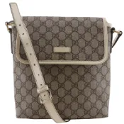 【DOKODEMO】二手 Gucci 223666 米色 GG Supreme 帆布肩包，斜挎/肩背包，A5 尺寸，磁扣，男女通用