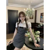 bie yang別樣｜🔹回頭率露美背學院風清純蝴蝶結細肩帶包臀裙收腰顯瘦露背美背連衣裙洋裝