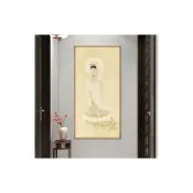 (店+)白衣蓮花座站立觀音圖 大尺寸定製佛圖畫 大型鋁合金框掛畫 內框畫 擺畫 送長輩宗教佛像壁畫