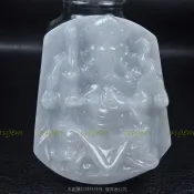 珍珠林~玄天上帝(上帝公)玉牌玉珮~厚裝天然A貨紫羅蘭緬甸玉#869