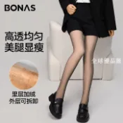 【全球優品匯】寶娜斯黑絲光腿神器女秋冬雙層加絨加厚黑色絲襪性感透膚打底褲襪