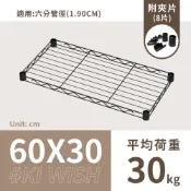 鐵架配件｜60X30層架專用輕型網片(黑色)-1片/6分管徑用/承板/鐵網/鐵片/鐵架/波浪架/置物架/鍍鉻架（附夾片）