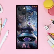 奇幻閃耀的夢幻水母 UFO 方形手機殼【強化玻璃處理】支援 iPhone16