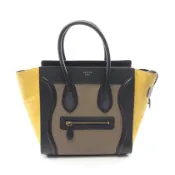 【DOKODEMO】【二手】 CELINE Luggage Micro Shopper 手提包 167793 黃色/灰褐色/黑色皮革絨面革 Luggage Micro Shopper