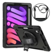 玉山最低比價網 【5少量現貨】 iPad Mini7 6 TPU輕量軍規防摔保護殼 適 iPad Mini 7/6代 8.3吋 2024 兒童保護套 含旋轉支架背帶手提帶_QQ4