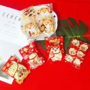 四合一福鼠or招財貓原創新年牛軋糖核棗糕包裝袋(約100只入)/食品級糖果機封袋/雪Q餅牛軋餅糖袋
