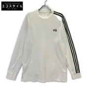 【DOKODEMO】Y-3 IA1421 白色三條紋長袖拼接上衣，L 碼 [二手]