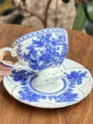 全球選品1館 生活百貨 復古青花瓷中古風咖啡杯碟下午茶水杯茶杯禮物骨瓷紅茶杯