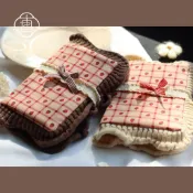 Record🍀 禮物 可可草莓 復古日系秋手工布書衣手賬本 A5A6手帳封套筆記日程本 手賬本 週記本 記錄冊 計劃本