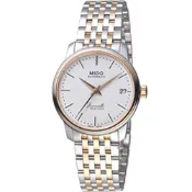 MIDO 美度 官方授權 BARONCELLI 永恆系列III雙色簡約女腕錶 -M0272072201000白x玫瑰金/33mm