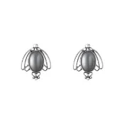 【Georg Jensen 喬治傑生】2027 Heritage 夾式耳環 (氧化純銀 灰色月光石)