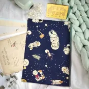 星空系列-星空星際深藍底太空動物版布書衣-布書套-適用A5大小書-