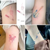 【貝兒優選店】煙火草莓彩色普通紋身貼辣妹甜酷防水持久小圖案學生款可洗貼紙