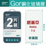 種子雲手機配件小舖 GOR 9H Nokia 7.2 鋼化 玻璃 保護貼 全透明非滿版 兩片裝 【全館滿299免運費】