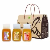【彩花蜜】台灣蜂蜜專利擠壓瓶禮盒組350gX3瓶(琥珀龍眼蜂蜜+荔枝蜂蜜+百花蜂蜜)(中秋禮盒)