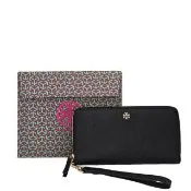 【TORY BURCH】TORY BURCH EMERSON 新版防刮手掛拉鍊長夾-黑色(送禮)