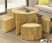 亞倫精品傢俱 亞倫傢俱*賴瑞紐松全實木圓型茶几組