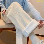 不二屋 長褲女 刷毛褲 內搭褲 加絨加厚雪尼爾秋冬高闊腿褲女寬松顯瘦韓版直筒褲拖地褲子 褲子 長褲 褲 加絨褲 褲