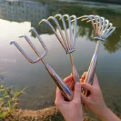 熱賣🔥不銹鋼釘耙子水草耙鋼耙子抓鈎落葉耙挖蛤蜊花蛤趕海專用工具神器