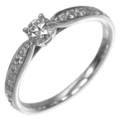 【DOKODEMO】Tiffany & Co.) Harmony 系列單鑽戒指，7.5 號，0.20 克拉，I/IF/3EX，Pt950 鉑金 x 鑽石，約 2.4 克，女士款 [二手]