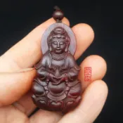 協貿國際日用品生活9館 紅木小葉紫檀木觀音吊墜男女士項鏈木雕佛像掛件木質觀音菩薩牌子