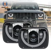 ◎台灣出貨◎ DOT 汽車LED大燈5x7方燈吉普車改裝適用2000 Jeep Cherokee XJ