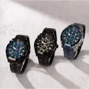 OLEVS尊爵商務大錶盤真三眼羅馬數字金屬鍊帶手錶【WOL3689】璀璨之星