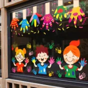 💥 蟹老闆生活館 💥熱推幼兒園託管班少兒教育培訓兒童樂園櫥窗佈置貼畫美術機構玻璃貼紙