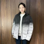 美國百分百【全新真品】Calvin Klein 羽絨外套 連帽 女款 CK 保暖 logo 夾克 漸層 灰色 CQ75