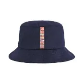 【Paul Smith】PAUL SMITH經典LOGO標誌性彩色條紋羊絨混紡羊毛漁夫帽(深海軍藍)