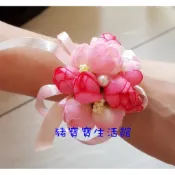 +豬寶寶+婚禮小物 仿珍珠玫瑰 伴娘手腕花/二次進場/伴娘禮/伴手禮/婚紗外拍道具/酒杯花