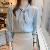 IELGY 雪紡女小眾兔耳領長袖襯衫