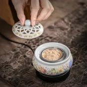 vinne百貨家居 電子熏香爐 數顯電子香薰爐家用定時調溫恒溫香爐插電琺瑯彩創意沉香電熏香爐