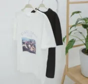 FINDSENSE服飾 FINDSENSE品牌 日系 男 時尚潮流 休閒 寬鬆 特色人物圖案印花 短袖T恤 特色短T