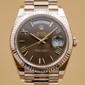 售價163.8萬 Rolex 勞力士 Day-Date 40 228235 巧克力羅馬面 玫瑰金 元首型錶帶 總統帶