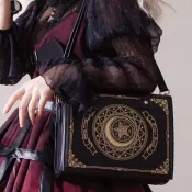 【魔法書翻蓋設計】lolita 痛包 單肩包 斜背包 側背包 透明包包 星月 甜美 優雅 女士 書本造型 翻蓋包