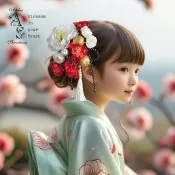 Pinkoi 代購 - ⋆7 件套組⋆ 紅白：蘭斯洛特玫瑰 日式髮飾《帶鋼絲籤子》