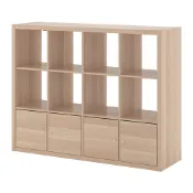 【IKEA 宜家家居】KALLAX 層架組附4收納隔板, 染白橡木紋, 147x112 公分