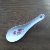 WH7183【四十八號老倉庫】全新 早期 台灣製 LOONG YUE  杜鵑花 湯匙 14.5cm 完整 1匙價【懷舊擺