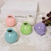 (店+)多色 圓形陶瓷小花瓶｜有錢花花瓶 日式簡約軟裝 擺拍道具 迷你乾燥花瓶 桌面小擺件 INS風水培花器 陶瓷花瓶