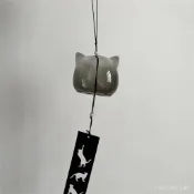 ✨可開發票#ins簡約現代鈴鐺塗鴉風鈴中國風創意貓耳掛飾臥室掛件擺件玻璃
