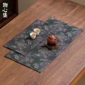 全球選品1館 生活百貨 物心集織錦提牡丹花茶席防水乾泡席茶桌茶臺中式禪意桌旗隔熱墊子