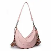 【KT DADA】半月包 斜挎包 餃子包 通勤包 包包 單肩包 肩背包 側背包 斜背包 復古百搭 粉 