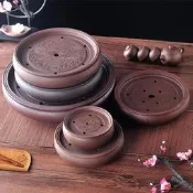 ⑧比丶宜興紫砂功夫茶盤茶海圓形茶臺大小號茶盤陶瓷茶具簡約儲水式託盤