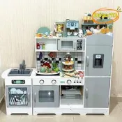 【臺灣現貨】兒童女孩男孩模擬仿真廚房冰箱套裝組合全套木製過家家出水做飯玩