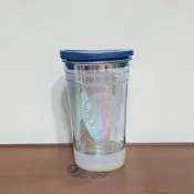 星巴克杯子簡約大氣韓國夏日TOGO藍色杯蓋炫彩玻璃直飲杯