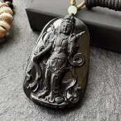墨翠 翡翠 龍女觀音墨翠吊墜 天然翡翠A貨 QJ-0020