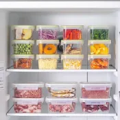 便攜式食品級保鮮盒大容量冷凍密封防潮整理盒冰箱水果蔬菜收納盒