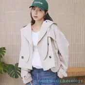earth music&ecology 2WAY可拆式連帽中短版風衣外套(01001250802)